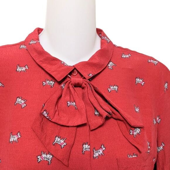 COOPERATIVE Scotty Dog Bowtie Tunic Blouse M - Picture 3 of 8